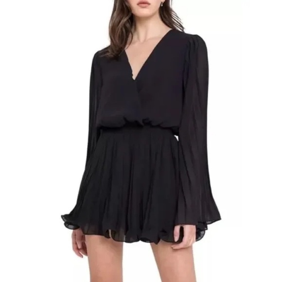 Anthropologie Endless Rose Black Long Sleeve Romper - Picture 1 of 9